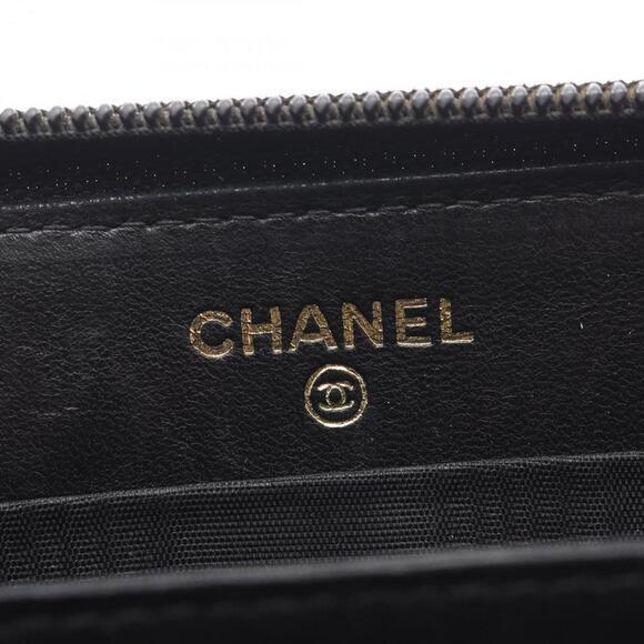 CHANEL Authentic Black Leather Logo Wallet - Picture 4 of 11